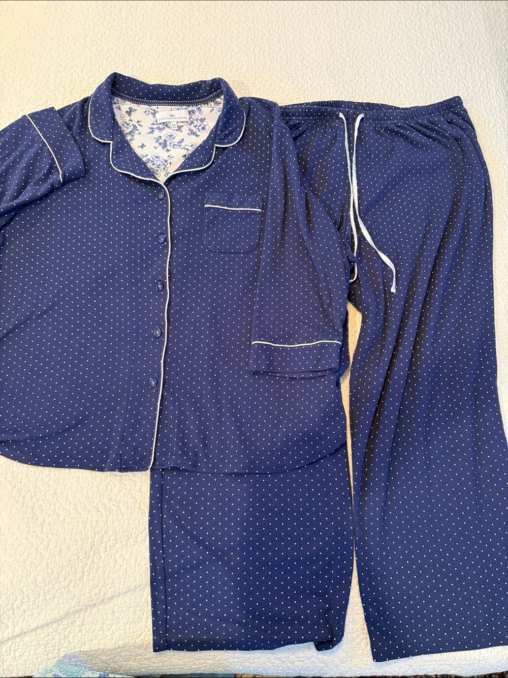 Karen Neuburger Navy and White Dot Pajama Set